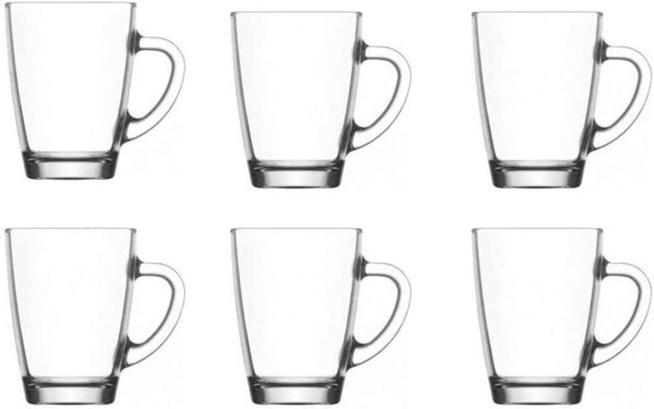 Tasse mit Henkel aus Glas